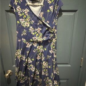 Chic Blue Floral Midi Dress